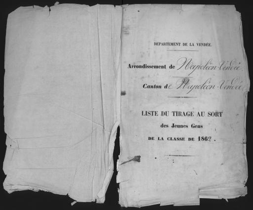 Listes de tirage au sort des jeunes gens, classe 1862 - par arrondissement et par canton
